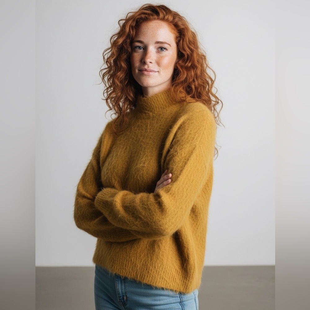 Candie’s Mustard Yellow Fuzzy Sweater | Size M